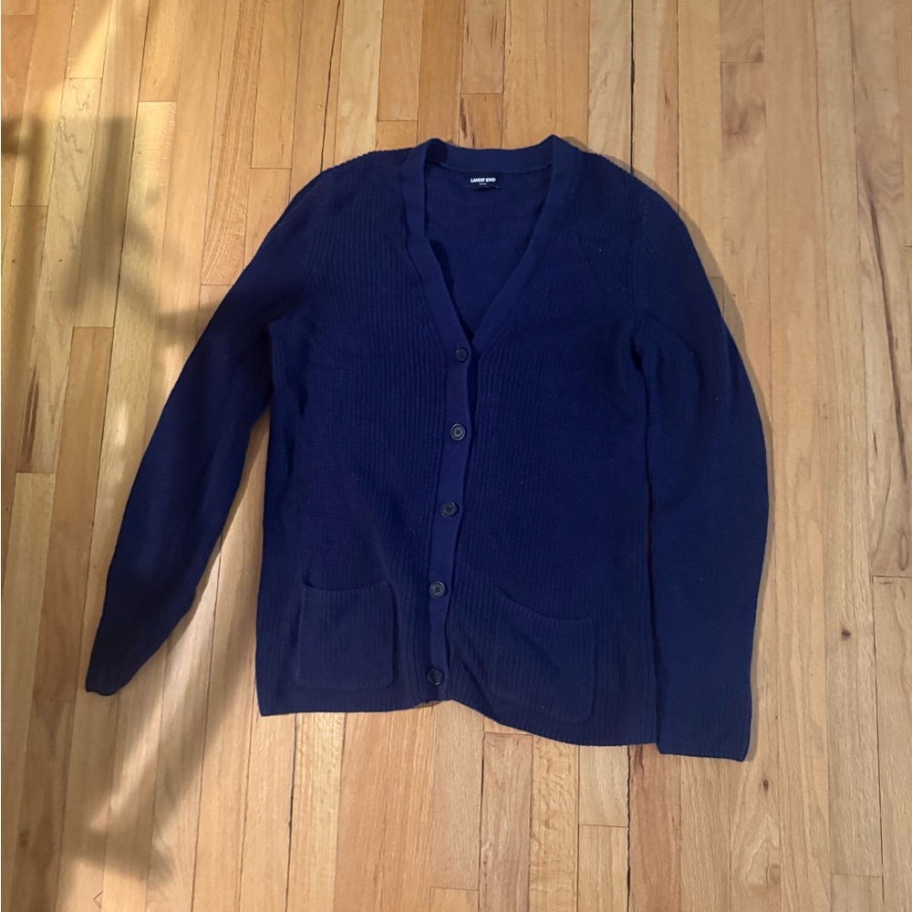 Lands End Navy Cardigan